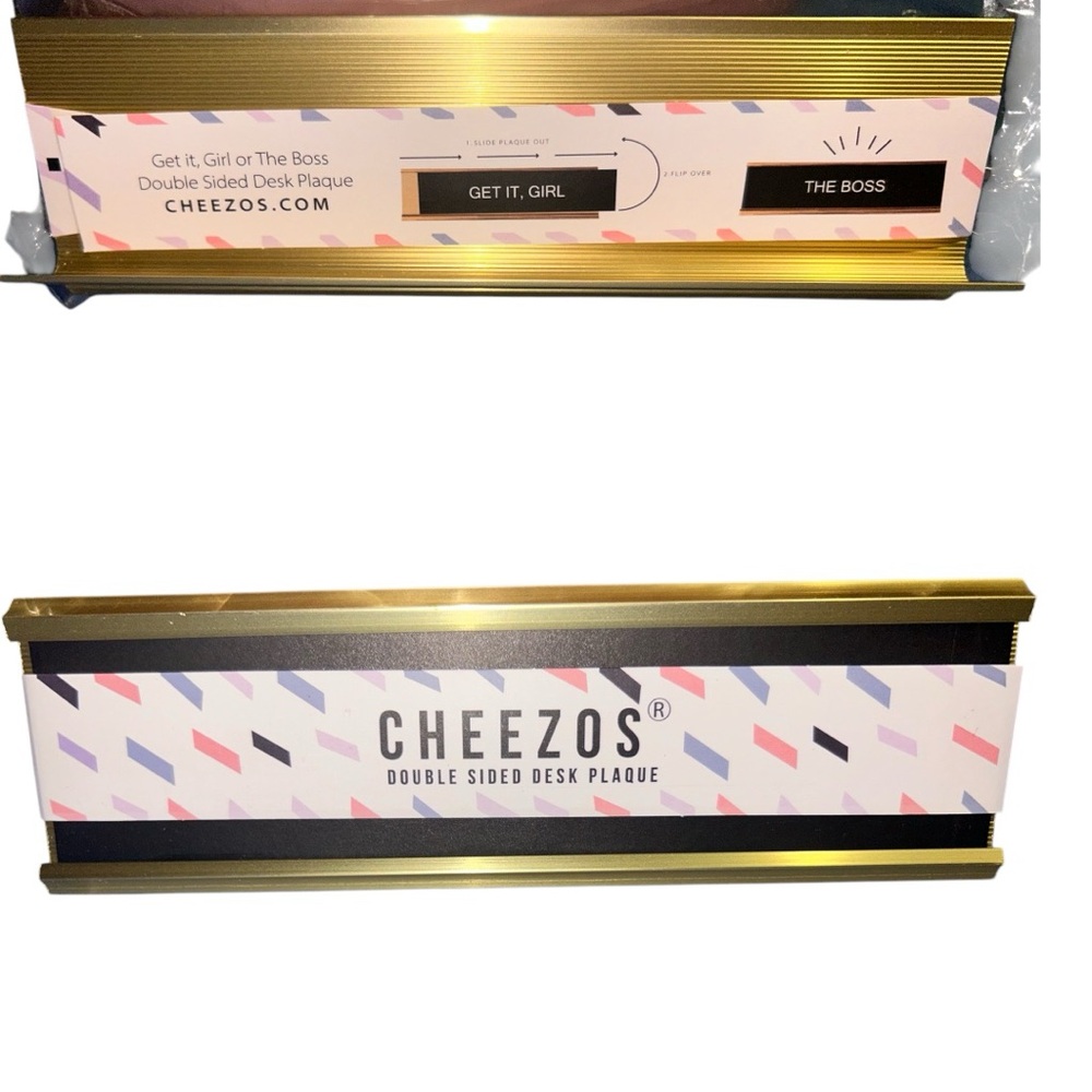 Cheezos Double Sided Desk Plaque - Gold